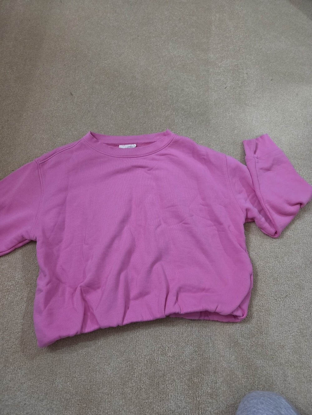 Pink Elastic Boxy Women's Crewneck